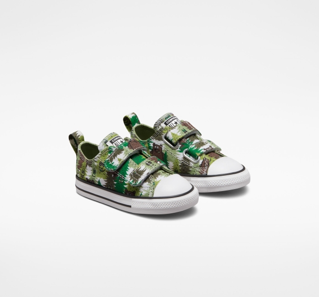 Kids' Converse Chuck Taylor All Star Easy-On Forest Camo Canvas Shoes White / Green / Green | 658-XKCDUQ