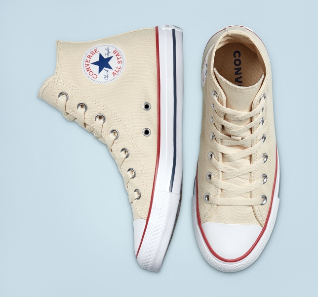 Men's Converse Chuck Taylor All Star Classic Canvas Shoes Beige White | 498-PAGSYD