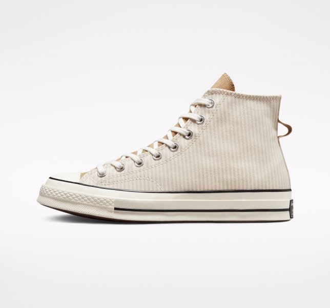 Women's Converse Chuck 70 Crafted Stripe High Tops Brown | 769-OWTXVQ