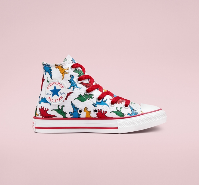 Kids' Converse Chuck Taylor All Star Dinosaurs Canvas Shoes White / Red / Blue | 586-MAFCSZ