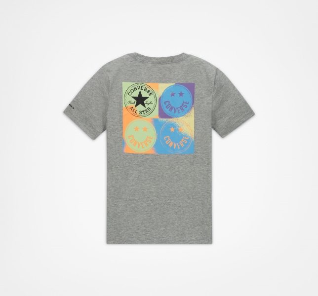 Kids' Converse Logo Smiley Graphic T Shirts Grey | 903-FDMSCN