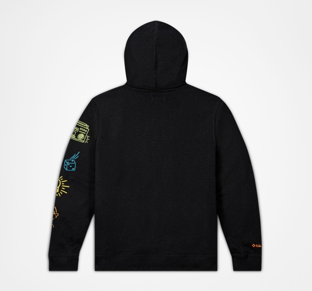 Men's Converse Keith Haring Fleece Hoodie Black | 742-CGMDTB