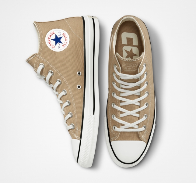 Men's Converse Chuck Taylor All Star Pro Mid Renew Canvas Skate Shoes Khaki / Black | 409-HMPXYU