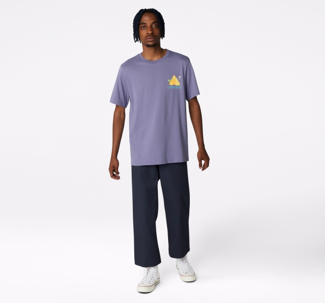 Men's Converse Fresh Lemon Graphic T Shirts Purple | 824-TQPEZO