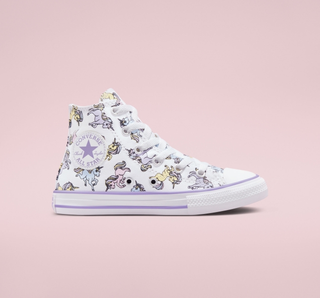 Kids' Converse Chuck Taylor All Star Unicorns Canvas Shoes White / Purple | 073-ZDSYXP