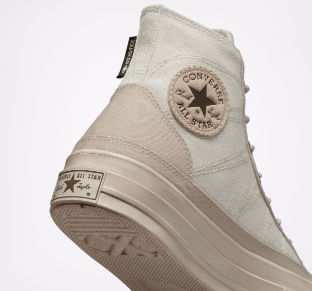 Men's Converse Chuck 70 GORE-TEX Canvas Shoes Light Beige | 635-WEIKTB