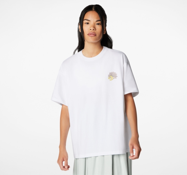 Women's Converse Desert Rave Oversized Art T Shirts White | 890-KPVXWH