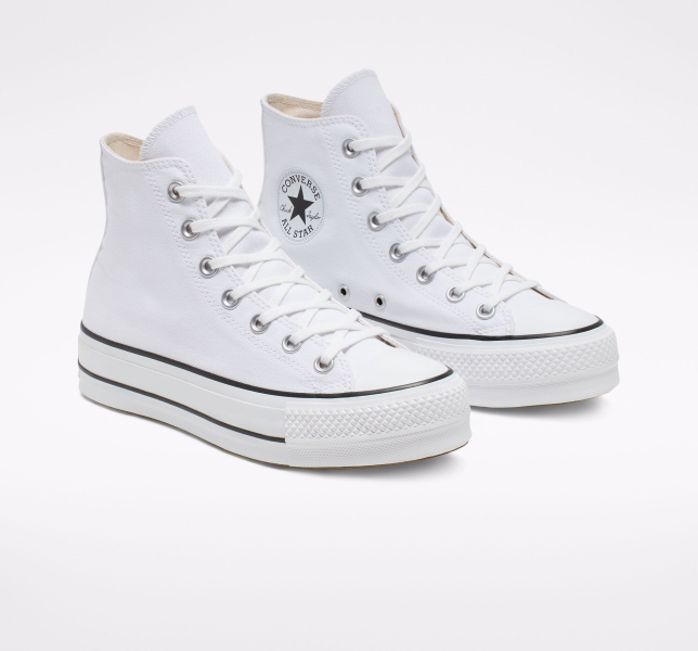 Women's Converse Chuck Taylor All Star Lift Canvas Shoes White / Black / White | 308-UOILHD