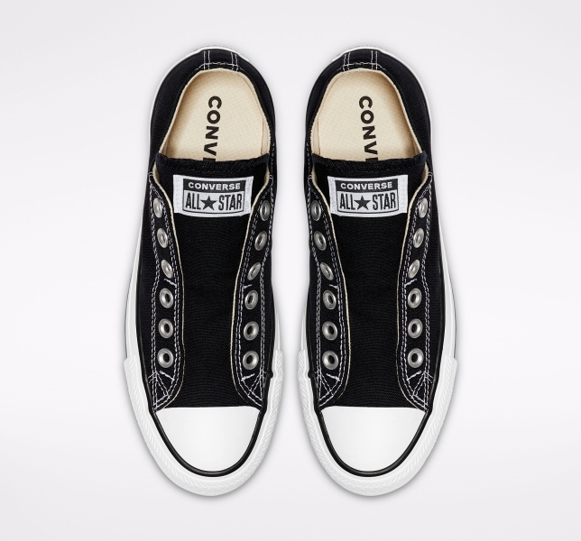 Women's Converse Chuck Taylor All Star Slip Canvas Shoes Black / White / Black | 587-VNGDEJ