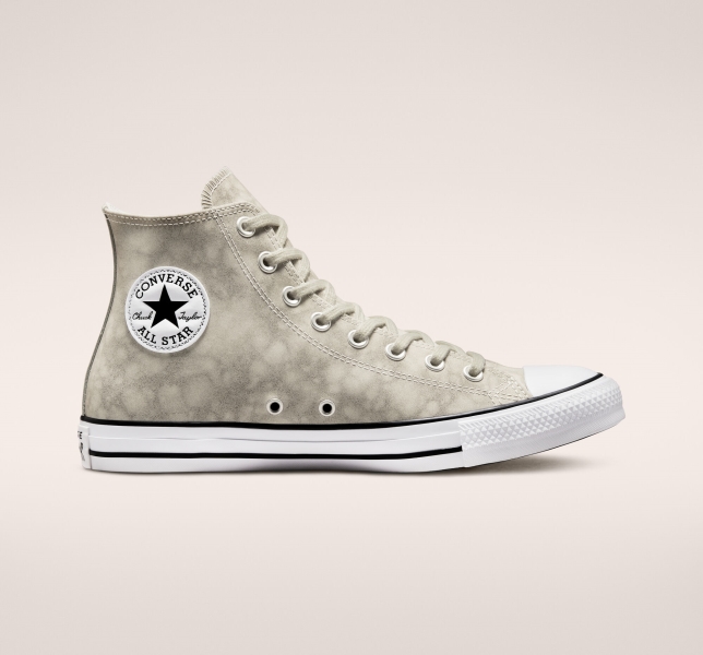 Men's Converse Chuck Taylor All Star Distressed Leather Canvas Shoes Light Beige | 160-UHMABK