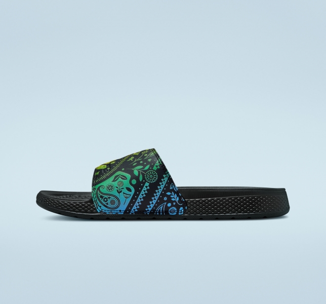 Women's Converse All Star Slide Pride Canvas Shoes Black / Purple / Orange | 934-IWHCMU