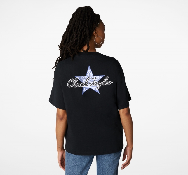 Women's Converse All Star Oversized T Shirts Black | 160-BOLHYN