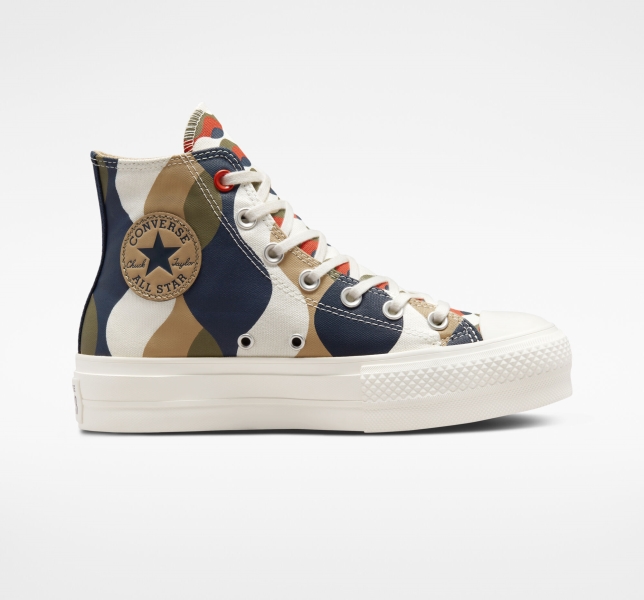 Women's Converse Chuck Taylor All Star Lift Twisted Classics High Tops Obsidian / Khaki | 740-UONELG