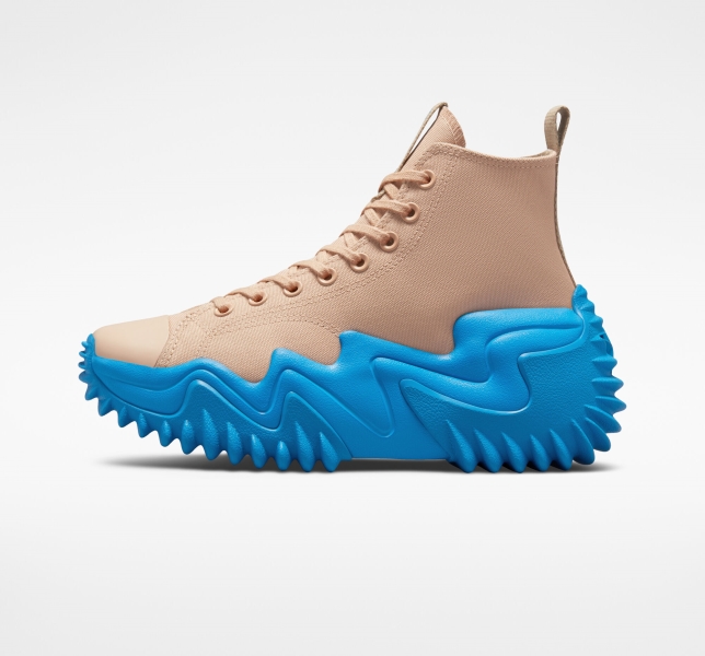 Women's Converse Chase the Drip x SGA Run Star Motion High Tops Beige / Khaki / Blue | 968-FNWCTM
