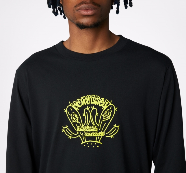 Men's Converse Desert Graphic Long Sleeve T Shirts Black | 253-MEQWIG