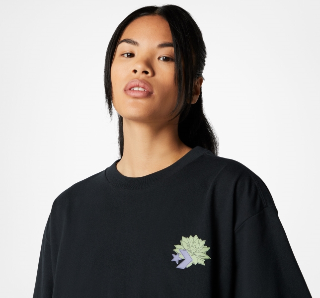 Women's Converse Desert Rave Oversized Art T Shirts Black | 635-JMNCUO