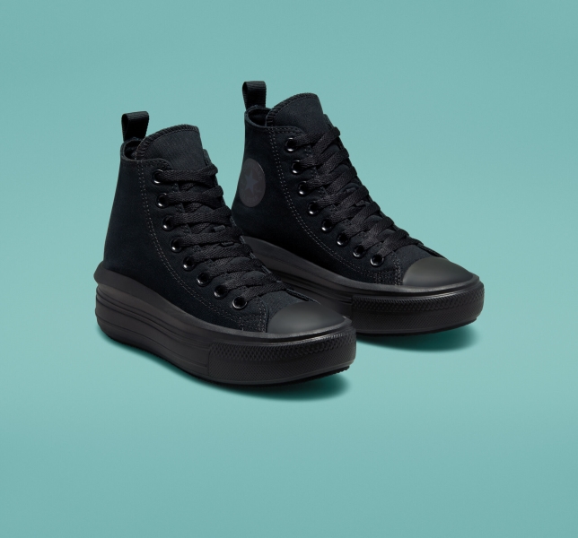 Kids' Converse Chuck Taylor All Star Move Platform Shoes Black / Black / Grey | 301-BTKGDN