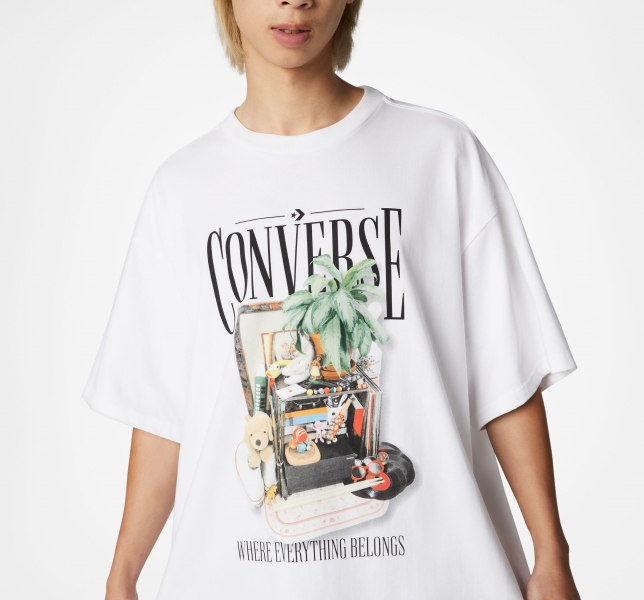 Men's Converse Hidden Treasures Graphic T Shirts White | 239-ODITXN
