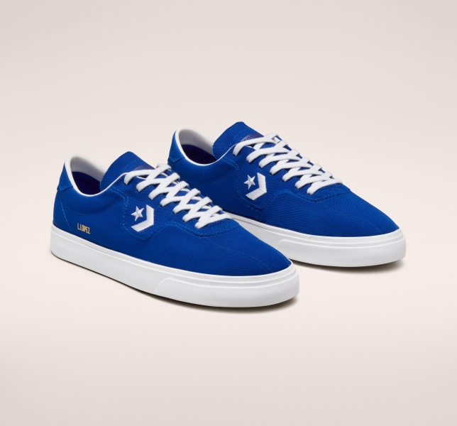 Men's Converse Louie Lopez Pro Canvas Skate Shoes Blue / White / White | 547-JWEBGI