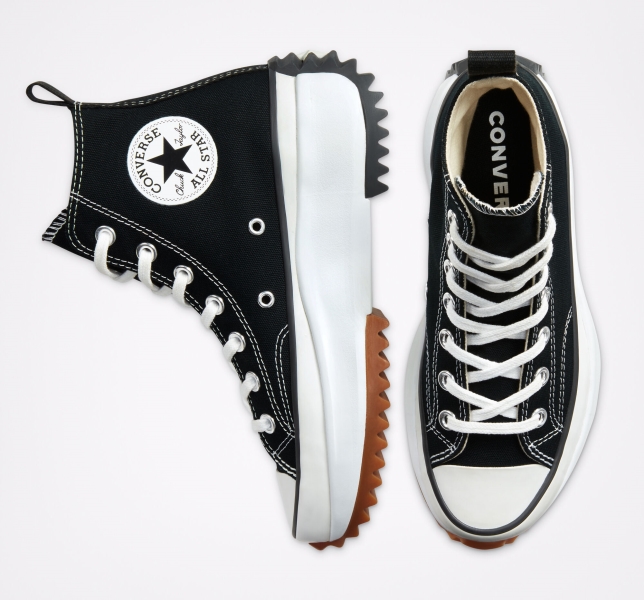 Women's Converse Run Star Platform Shoes Black / White | 368-DVYRQZ