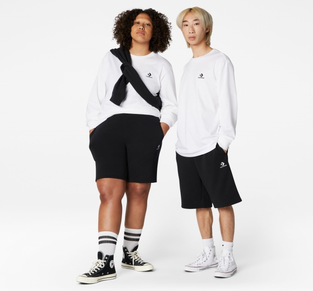 Men's Converse Go-To Embroidered Star Chevron Standard Fit T Shirts White | 985-DKEJTB