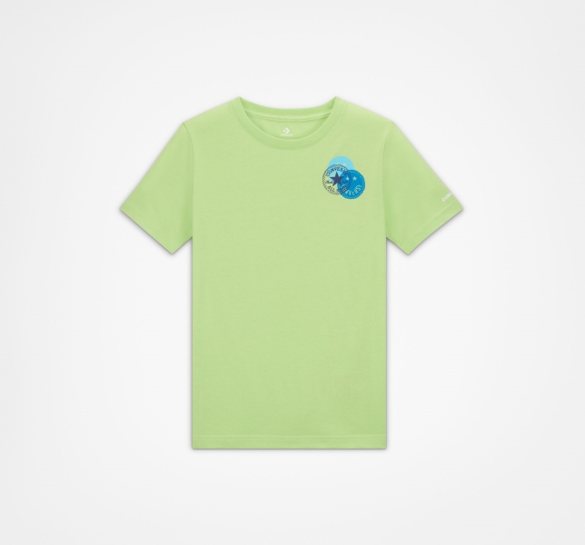 Kids' Converse Logo Smiley Graphic T Shirts Light Green | 235-CVESWP
