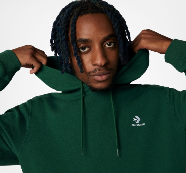 Men's Converse Go-To Embroidered Star Chevron Standard Fit Fleece Hoodie Multicolor | 368-AGPHCN