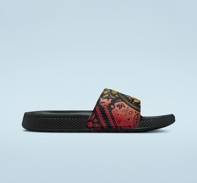 Women's Converse All Star Slide Pride Canvas Shoes Black / Purple / Orange | 934-IWHCMU