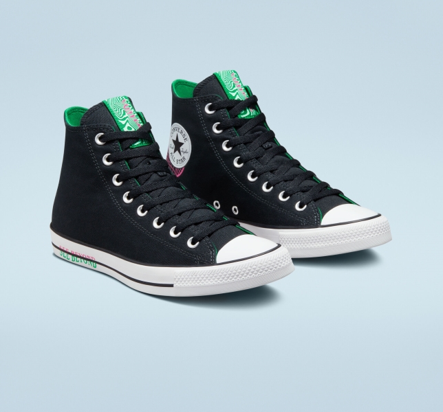 Men's Converse Chuck Taylor All Star See Beyond Canvas Shoes Black / Green / Pink | 724-CZFIUY