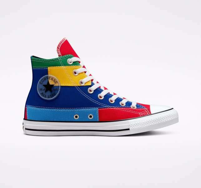 Men's Converse Chuck Taylor All Star Patchwork Canvas Shoes Red / Blue | 420-YOXFGQ