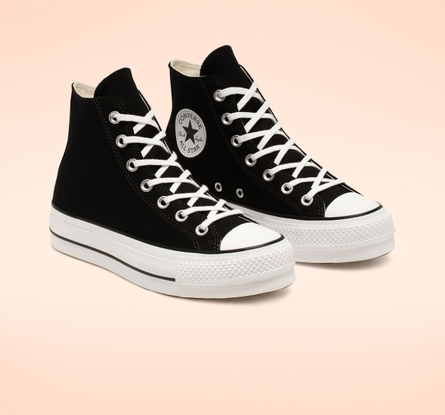 Women's Converse Chuck Taylor All Star Lift High Tops Black / White / White | 427-BTHEKP