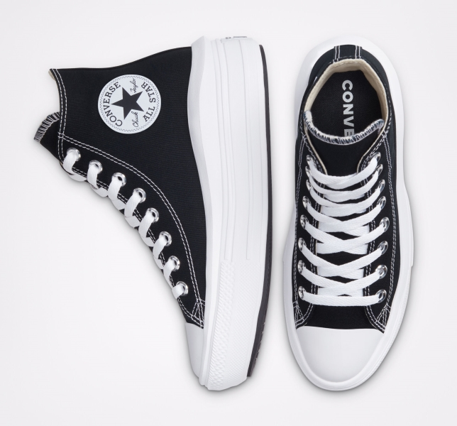 Women's Converse Chuck Taylor All Star Move High Tops Black / Beige White / White | 021-AHOXJZ