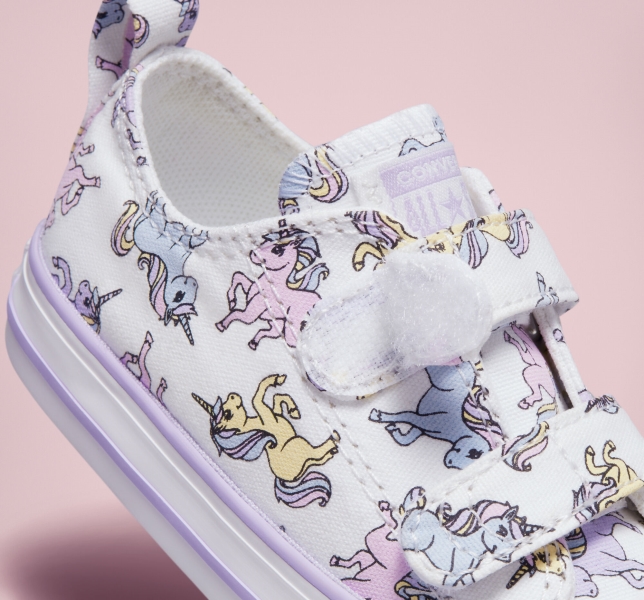 Kids' Converse Chuck Taylor All Star Easy-On Unicorns Canvas Shoes White / Purple | 459-CHYZFV