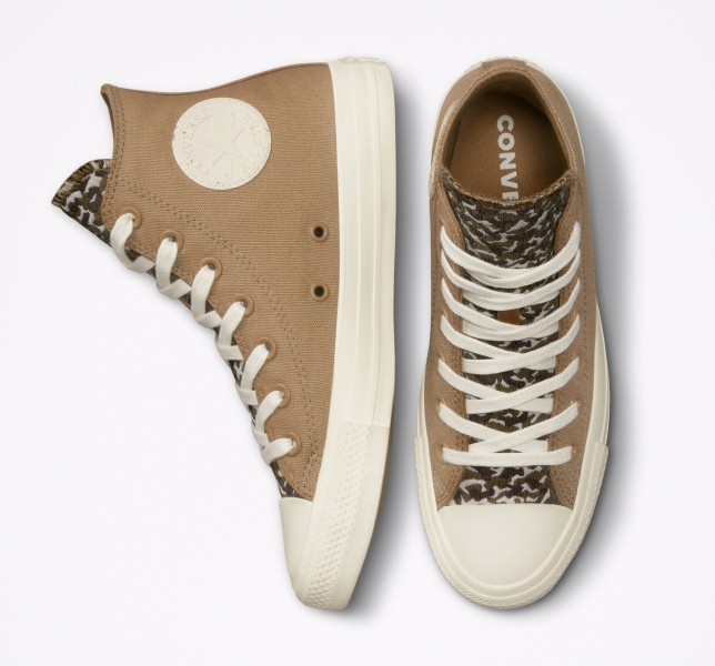 Women's Converse Chuck Taylor All Star Jacquard Camo High Tops Brown / Dark | 702-ZMXAFU