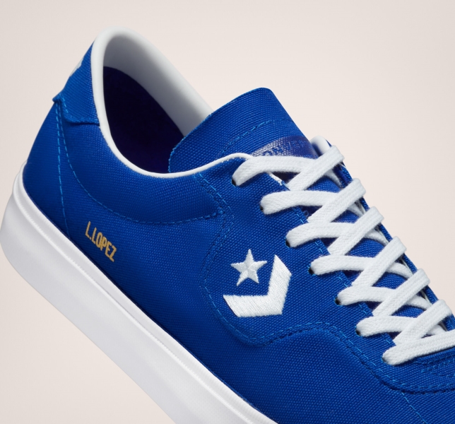 Men's Converse Louie Lopez Pro Canvas Skate Shoes Blue / White / White | 547-JWEBGI