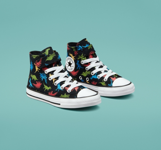 Kids' Converse Chuck Taylor All Star Easy-On Dinosaurs Canvas Shoes Black / Red / Blue | 153-TPYXMF