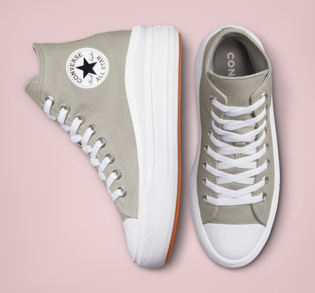 Women's Converse Chuck Taylor All Star Move Platform Shoes Olive / White / White | 718-KSDJVX