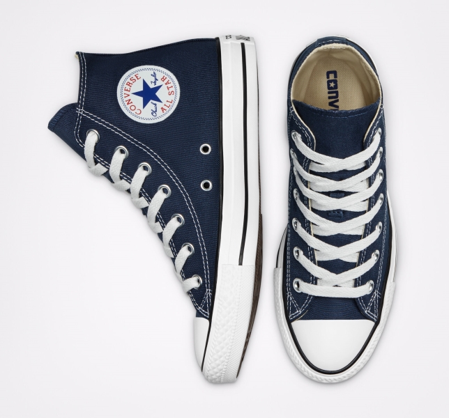 Men's Converse Chuck Taylor All Star Classic Canvas Shoes Navy | 607-ICRJWA