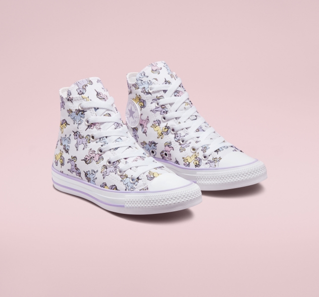 Kids' Converse Chuck Taylor All Star Unicorns Canvas Shoes White / Purple | 327-OYBRCI