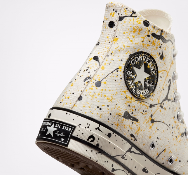 Women's Converse Chuck 70 Archive Paint Splatter Canvas Shoes Black | 795-NOQFZS