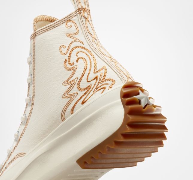 Women's Converse Run Star Western Embroidery Hike Platform Shoes Orange | 926-PEXJHS