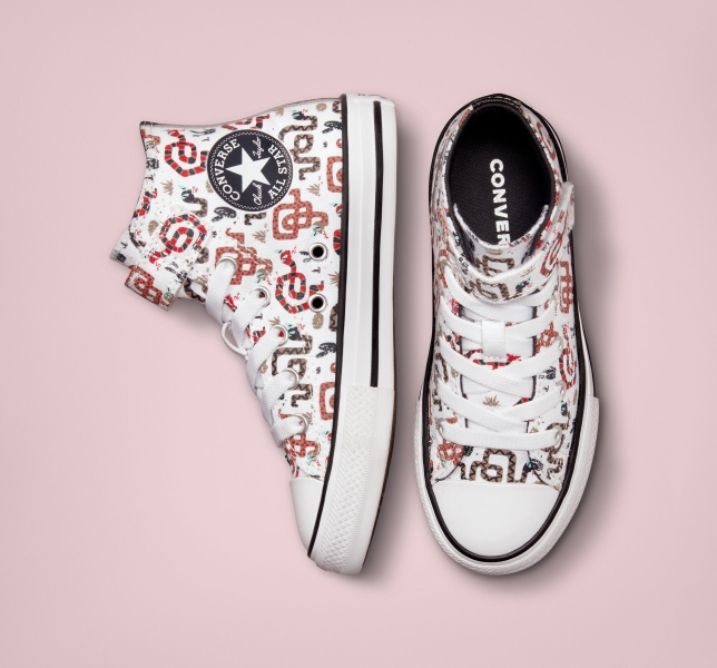 Kids' Converse Chuck Taylor All Star Easy-On Snake Canvas Shoes White / Grey / Red | 041-JUIGNE