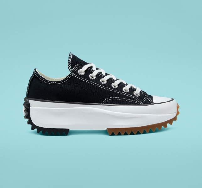 Women's Converse Run Star Platform Shoes Black / White | 368-DVYRQZ