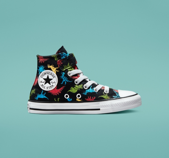 Kids' Converse Chuck Taylor All Star Easy-On Dinosaurs Canvas Shoes Black / Red / Blue | 153-TPYXMF