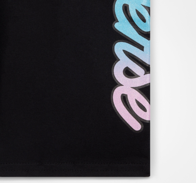 Kids' Converse Glitter Script Rise Bike Shorts Black | 982-BZFXDP