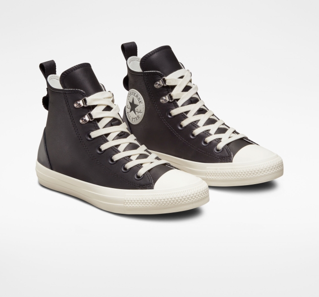 Women's Converse Chuck Taylor All Star Leather High Tops Black / Black | 586-ENOIUY