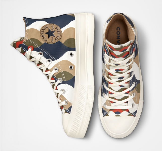Women's Converse Chuck Taylor All Star Lift Twisted Classics High Tops Obsidian / Khaki | 740-UONELG