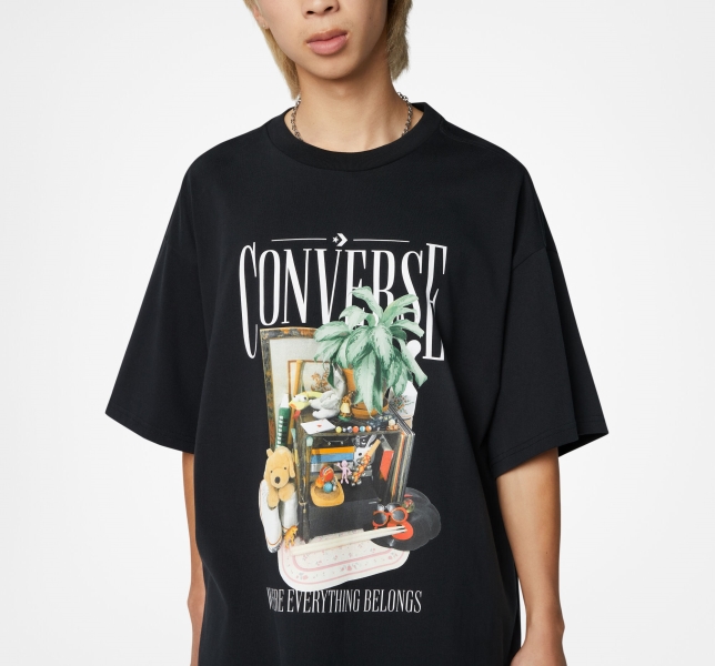 Men's Converse Hidden Treasures Graphic T Shirts Black | 296-ZPMNYD
