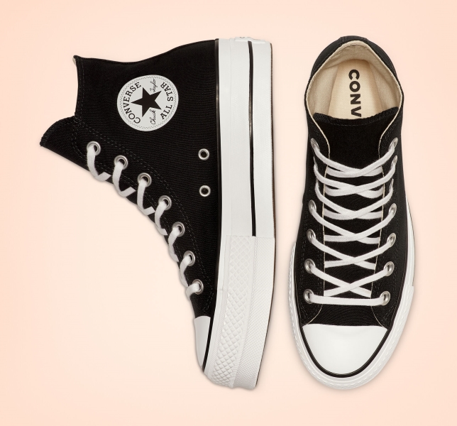 Women's Converse Chuck Taylor All Star Lift High Tops Black / White / White | 427-BTHEKP