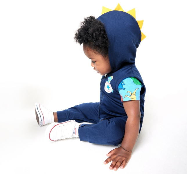Kids' Converse Dino Explorer Hooded Coverall Bodysuit Navy | 052-YHZPBV